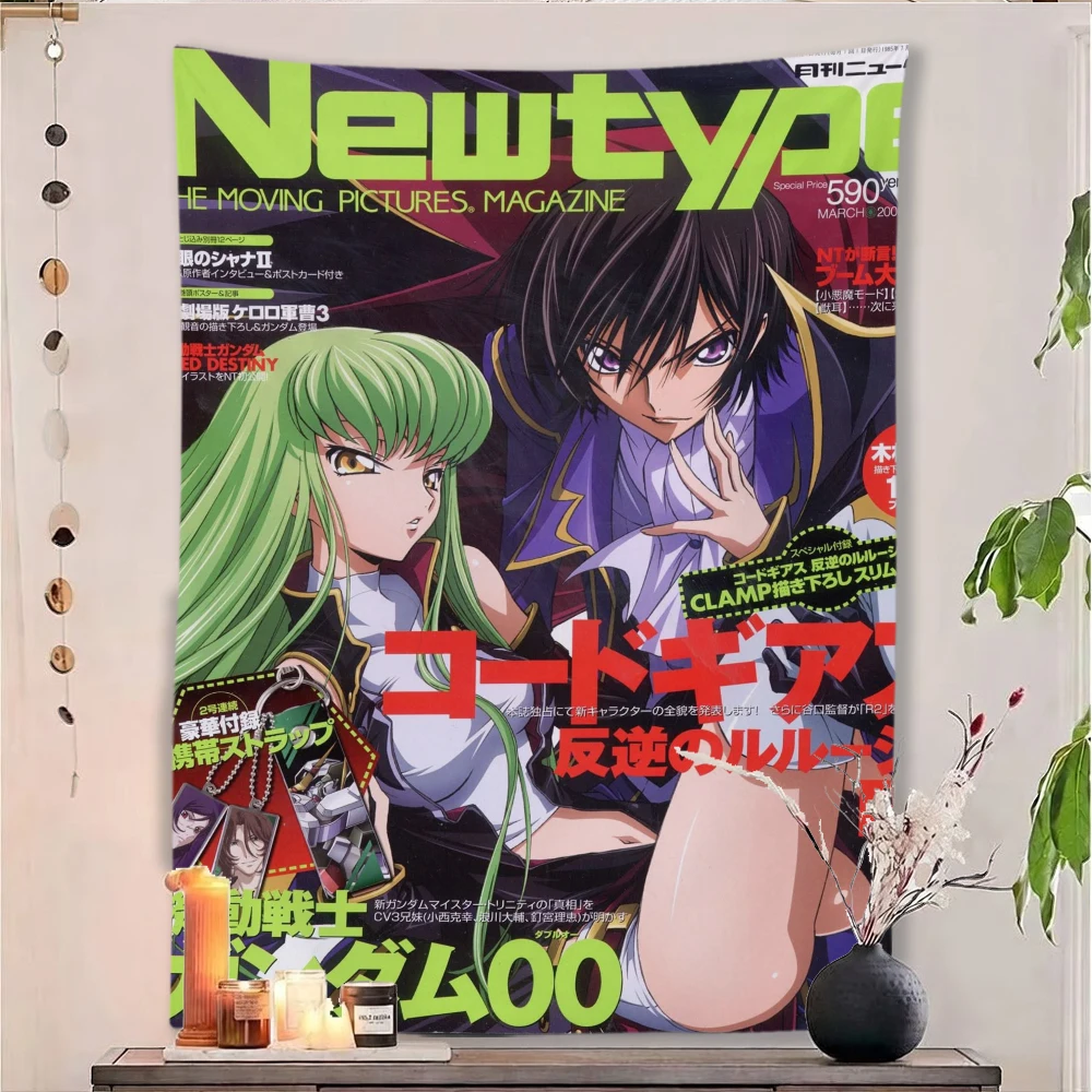 Code Geass Lelouch  Anime Tapestry  Magazine Cover Print Wall Hanging Background Cloth Bedroom Dorm Decor