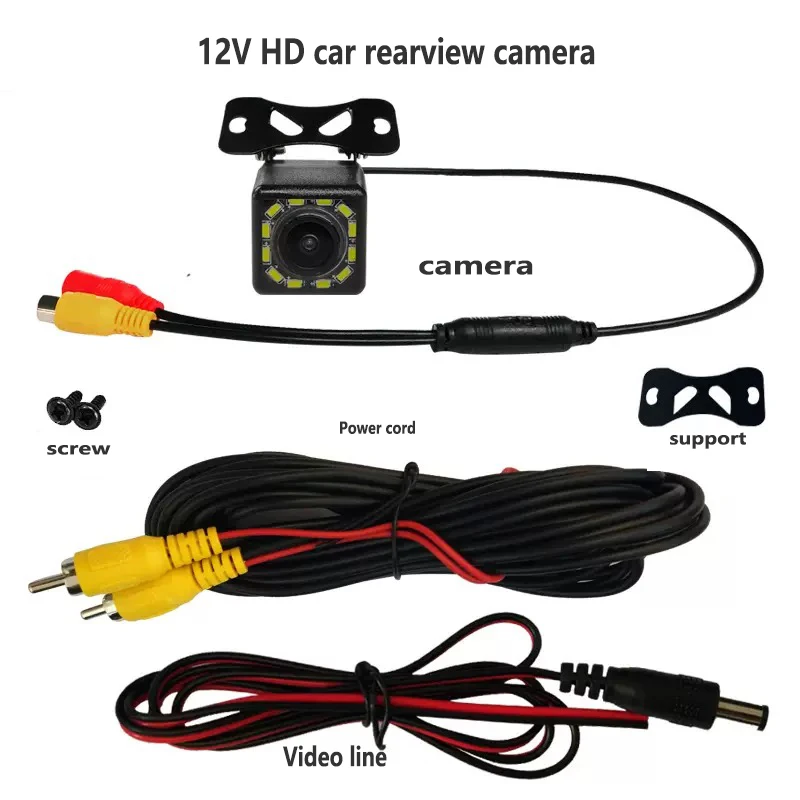 Car Rear View Camera 12LED Night Vision Reversing Automatic Parking Monitor CCD IP68 Waterproof 170 Degree High-Definition Image