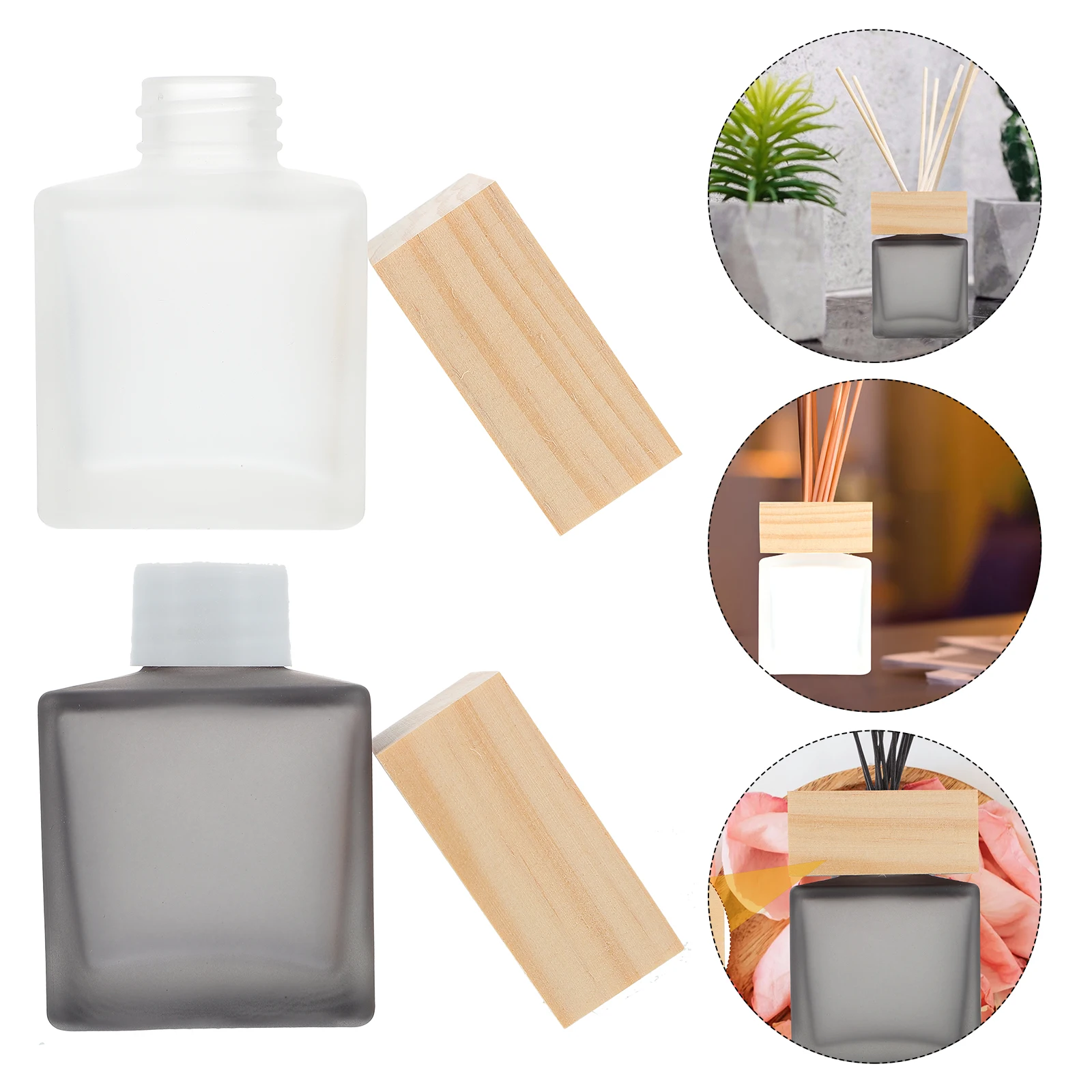 

2 Pcs Square Container Aromatherapy Bottle Fragrance Accessories Glass Diffuser Bottles Car Empty Chic Release