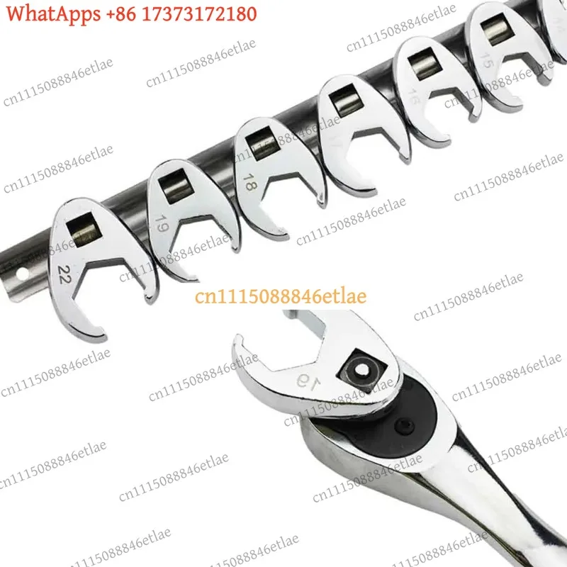 k03 10-Piece 3/8" Drive Interchangeable Head Ratchet Wrench Set, 10-22mm Metric Open-End Spanner Kit for Home Auto Repair Tools view 3