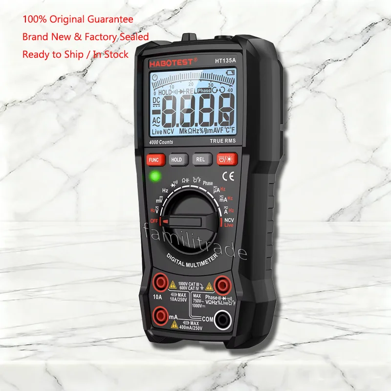 1PC NEW HABOTEST HT135A HT135D Multimeter In Stock 4000 Counts True RMS AutoManual NCV Live Continuity Diode CATIII1000V OrigBox