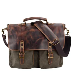 Men's shoulder bag large capacity notebook computer bag business Briefcase handbag retro cross body 16 inch computer bag