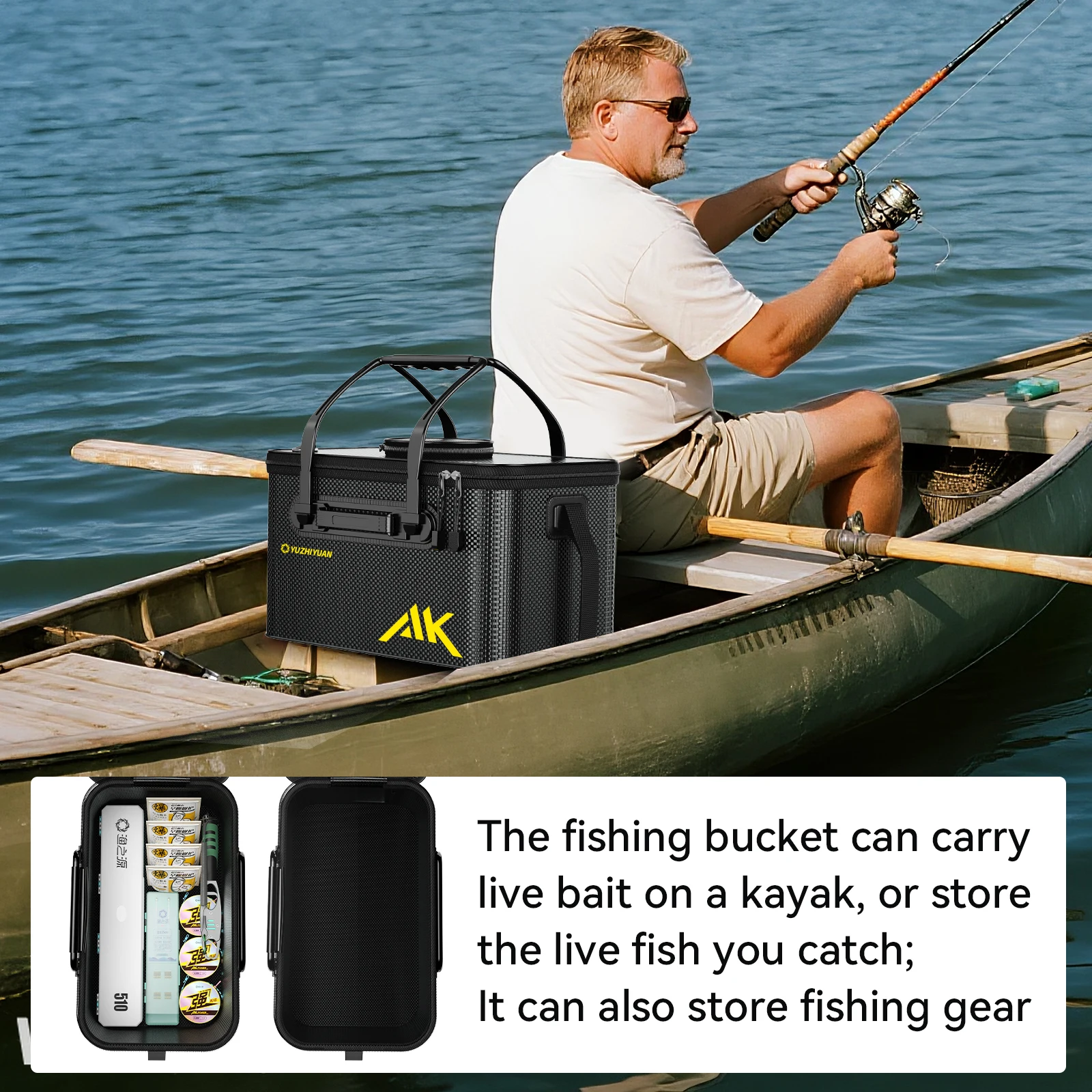 Eve Köderbox mit Belüftungspumpe Combo Wasserdichte EVA Angelbox Tragbare Tackle-Tasche für Lebende Fische – Detail 7