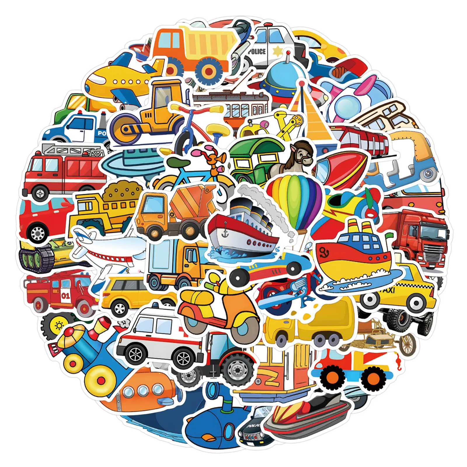 55/110 Uds nuevo transporte dibujos animados barco pegatinas de grafiti decorativo Scooter guitarra taza de agua funda de teléfono pegatinas de juguete
