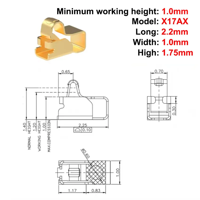 10PCS Conductive Battery Contact Spring Connector Terminal Gold-Plated Stainless SteelGrounding RF Antenna Spring Side Pressure