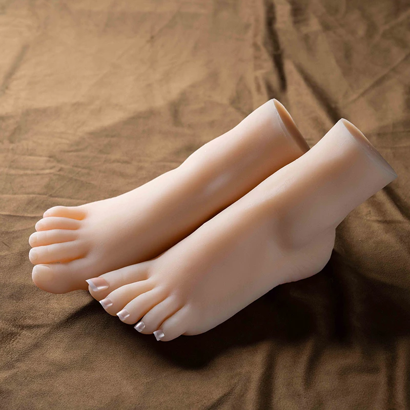 Fake Nail Practice Female Foot Model 3602 Rubber Silicone Feet Fetish Mannequin Massage Manicure Jewelry Shoes Display TPE