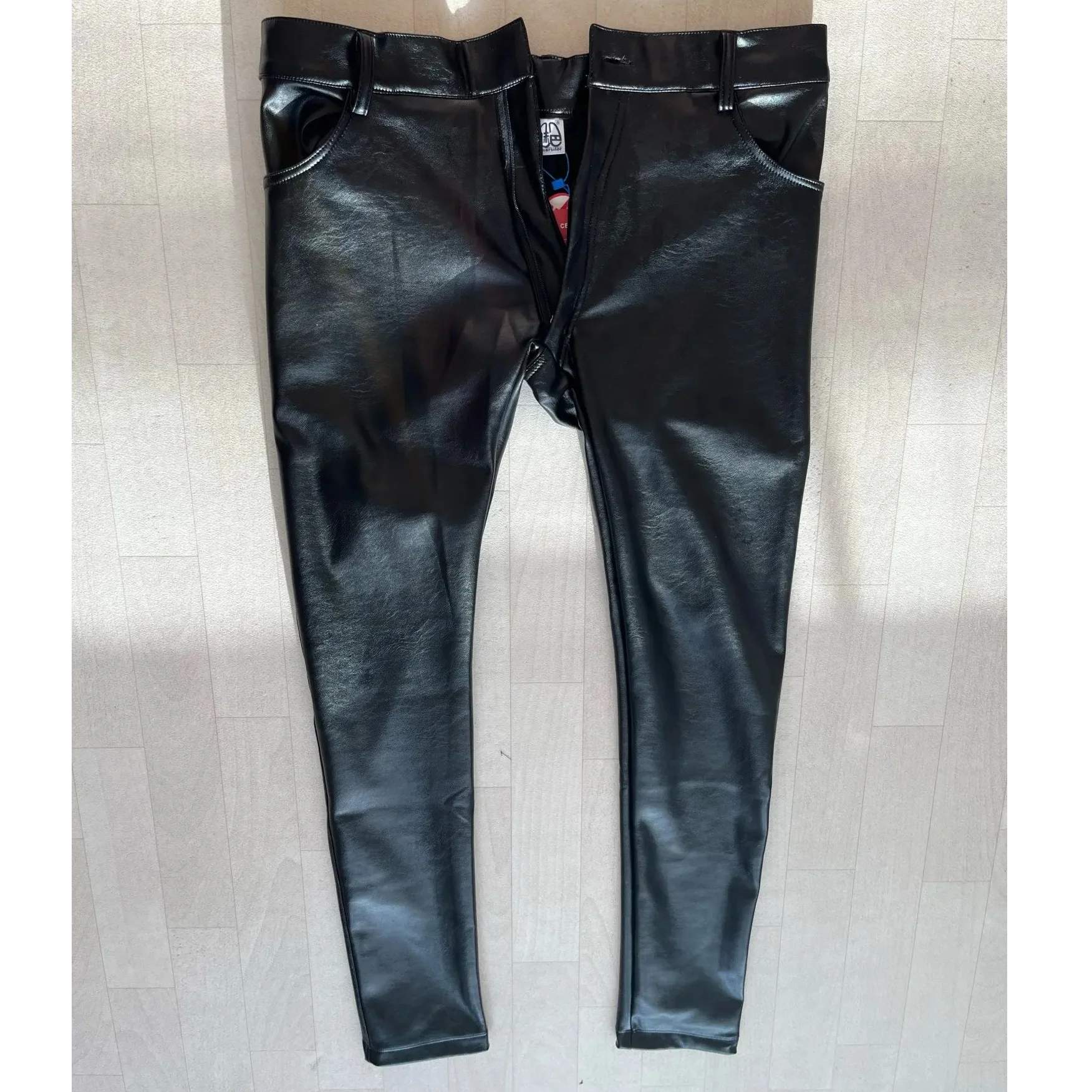 PU Faux Leather Sports Casual Pants Skinny Pantalon Tight Closefitting Leggings Pencil Trousers Motorcycle Bottoms Skinny Pants