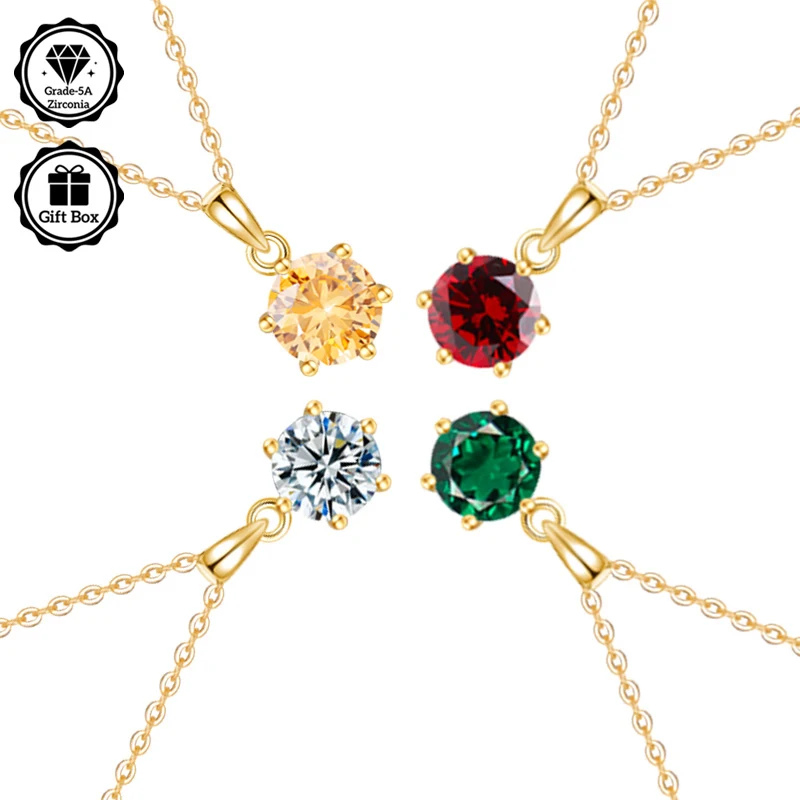 

LAMVOICE Jewelry for women,1 carat zirconia necklace for women, hypoallergenic necklace, Christmas gift for her, with gift box