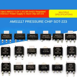 20pcs AMS117-3.3V 1.5/1.8/5.0vADJ Regulated ASm1117 Power Supply IC Buck Chip Sot-223