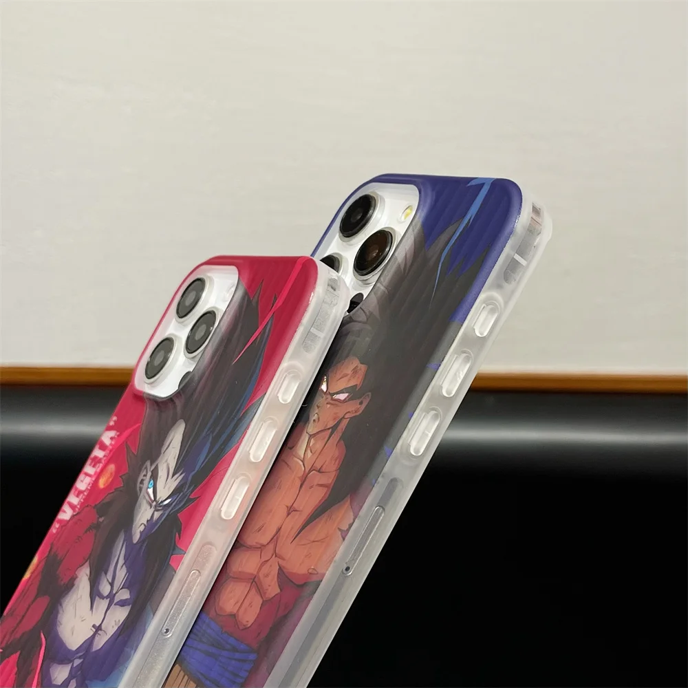 Dragons Balls Goku Vegeta Saiyan custodie per telefoni a colori sfumati laser per iPhone 15 14 13 16 Pro Max Cover posteriore