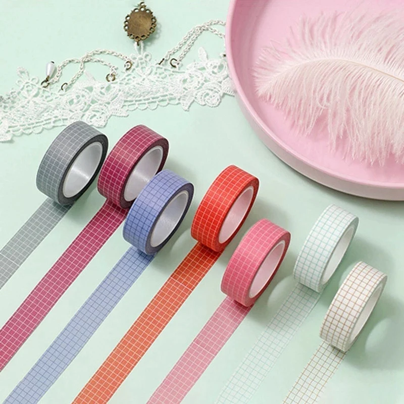 14 rollos de cinta Washi de rejilla de 10M, papel japonés, cinta adhesiva para planificador DIY, pegatinas, cintas decorativas de papelería