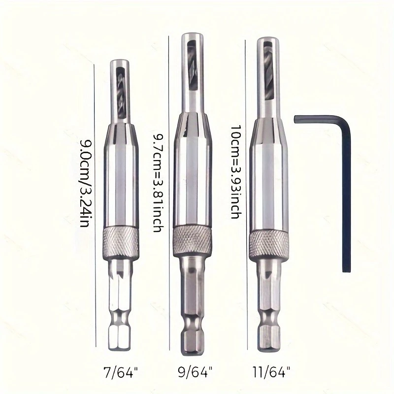 3-teiliges selbstzentrierendes Scharnierbohrer-Set aus Premium-Stahl für präzise, mühelose Holzbearbeitung, schnelle Installation, perfekte Ausrichtung – Detail 2
