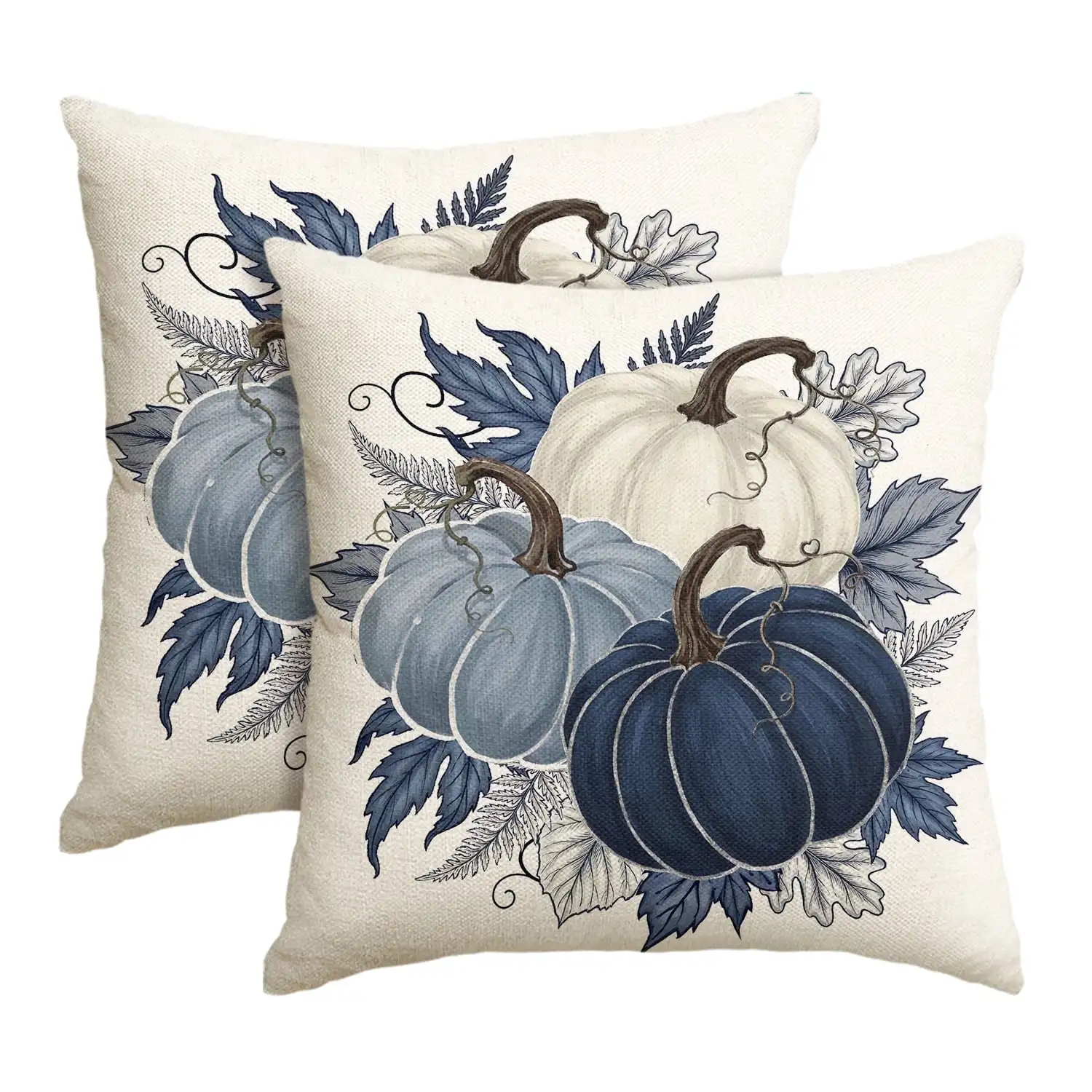 Pumpkin Fall Pillow Covers 18x18 Inch Set of 2, Cushion Covers for Sofa Seasonal Home Decor
