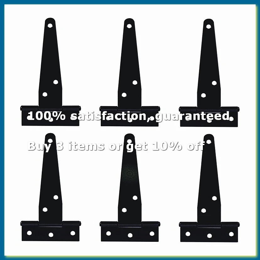 6 PCS 4 Inch T-Strap Hinges Rustic Gate Strap Hinge Rustproof Gate Door Black Hinges for , Fence and Barn Gates-A27I
