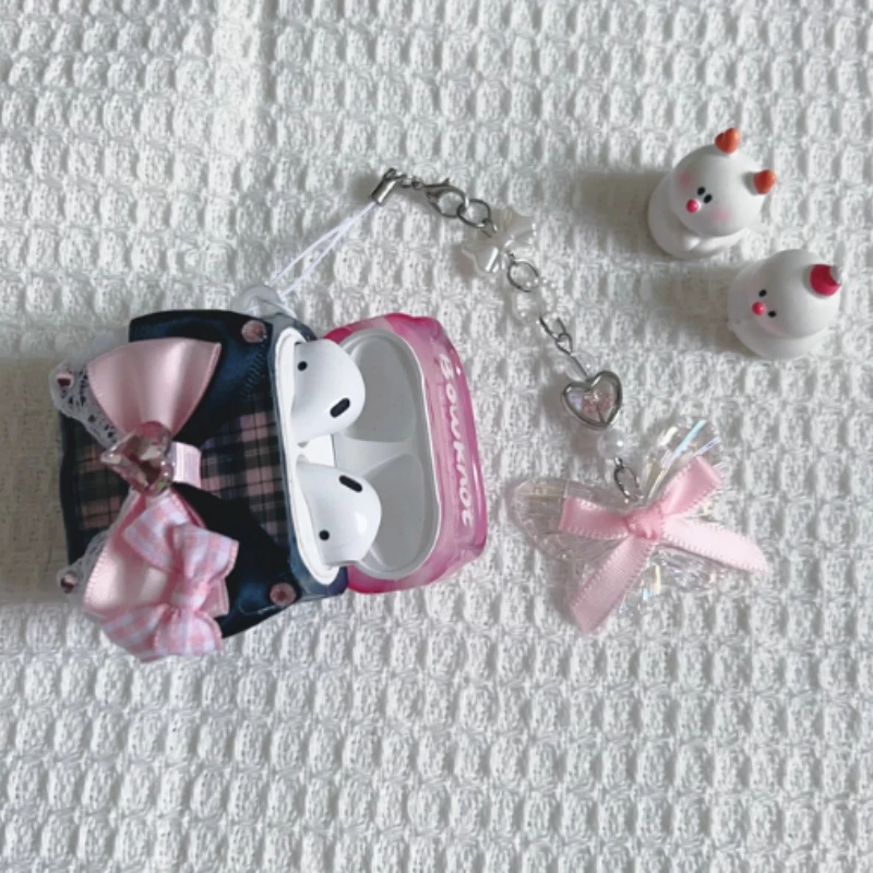 

Bowknot AirPods Case with Butterfly Keychain Cute Soft Silicone Protective Cover for AirPods Pro3 Kawaii Earbud Case for Girls