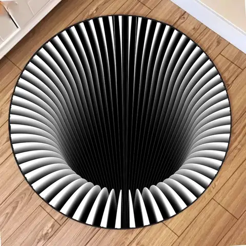 3D Vortex Optical Illusion Rugs Trap Area Rugs Not-Slip Round Rugs Area Carpets for Living Room Short Plush Trap Swirl Carpet