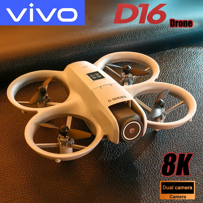

Дрон VIVO Mini D16 с двойной камерой 8K, 180 градусов ° Регулируемый квадрокоптер с дистанционным управлением и функцией предотвращения столкновений с использованием оптического потока D16