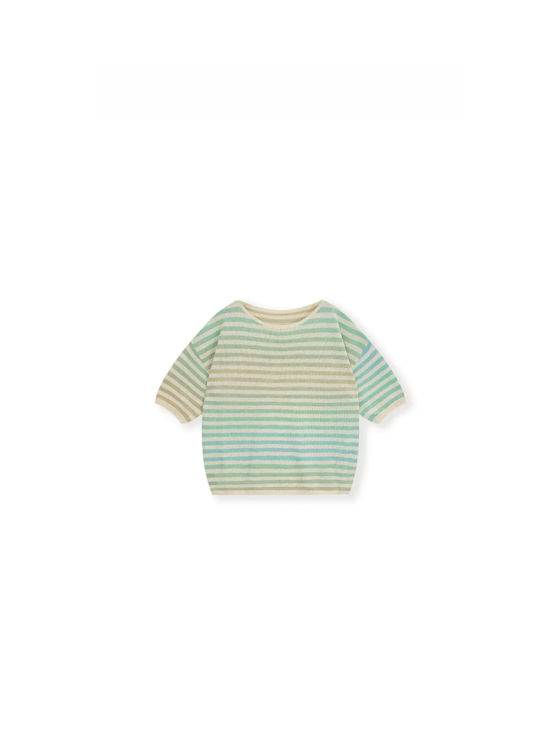 

Fashionable Summer Striped Gradient Color Block Knitted Top New Arrival Soft Cotton Blend Women's Loose Fit round Neck Short ...