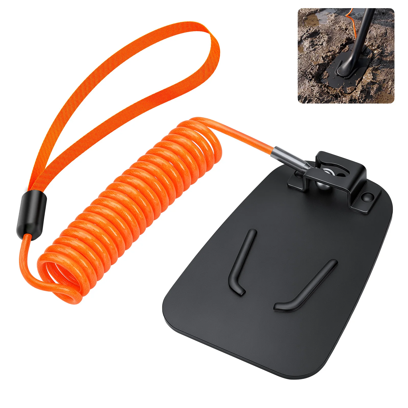 Motorcycle Kickstand Pad Aluminum Alloy Side Stand Enlarger Plate Anti-Slip Parking Foot Pad Prevent Sinking with 1.5M Spring Rope Universal for Dirt Bike Off-Road Mud Sand Soft Ground