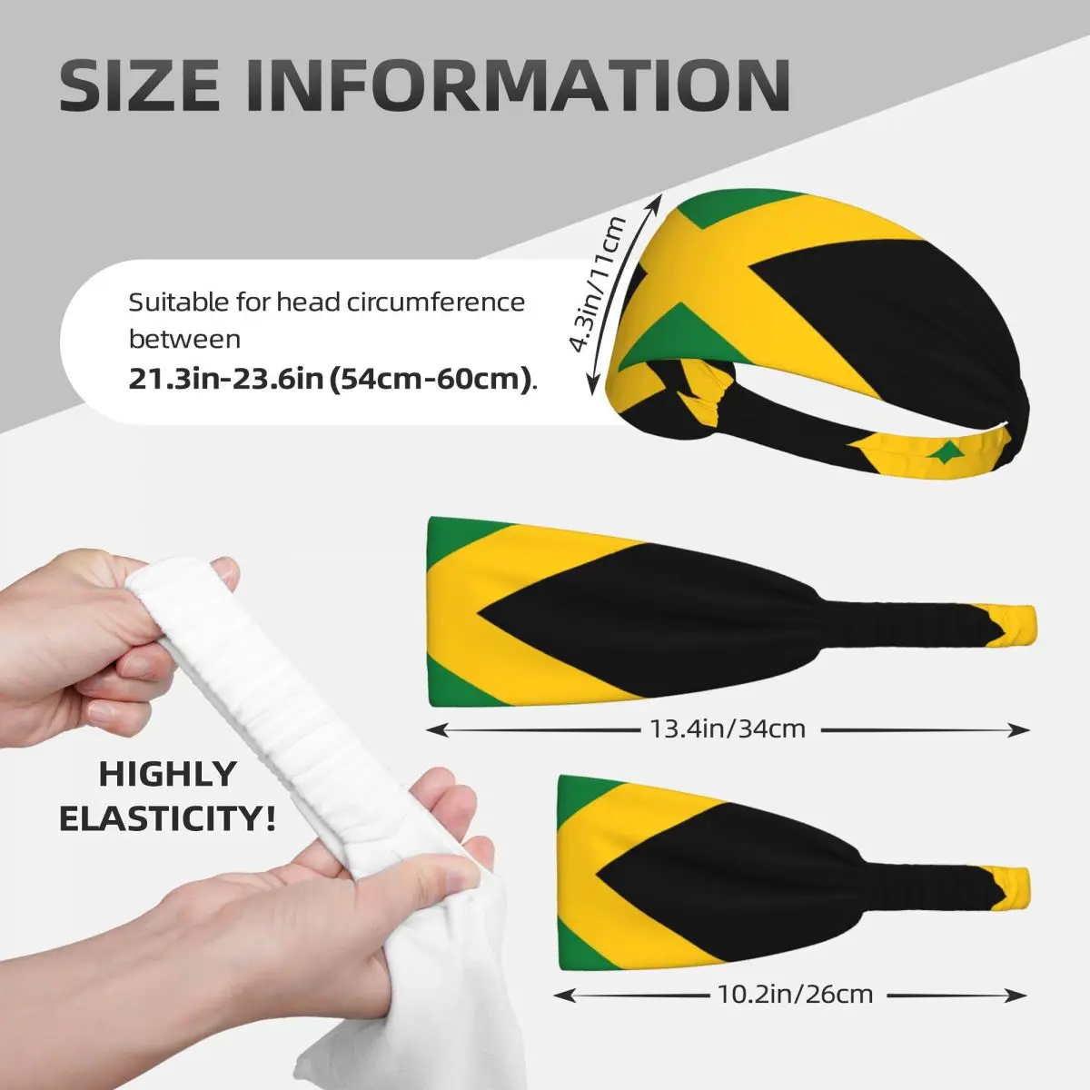 Custom Jamaican Flag Headband Women Men Non Slip Patriotism Moisture Wicking Workout Sweatband for Cycling