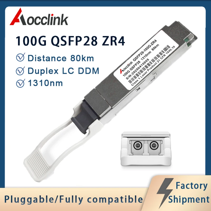 100G Qsfp28 ZR4 80km Optical Transceiver Module WDM 1310nm Duplex LC for Ethernet switch Cisco,JUNIPER,Mellanox