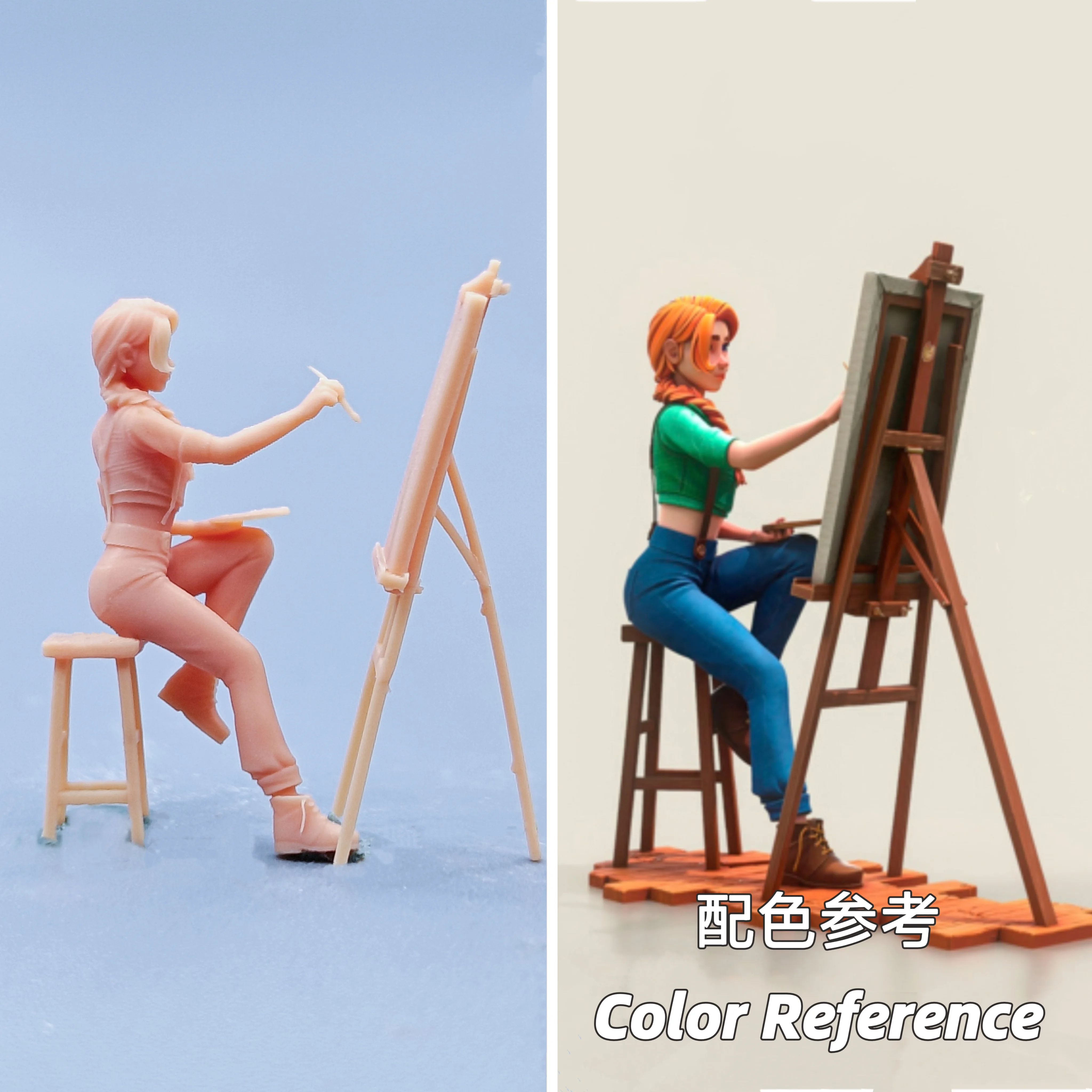 1/64 Figuren Maßstab Modell Harz Malerei Mädchen ungefärbte Miniaturen Diorama handbemalt C918