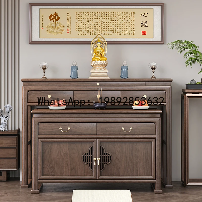 LX  Ebony Chinese Style Solid Wood Altar Incense Table for Home Living Room Buddha Shrine God of Wealth Altar Buddhist Hall
