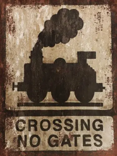 Railway Crossing No Gates warning sign vintage style Metal Sign garage shed a4-Aluminum