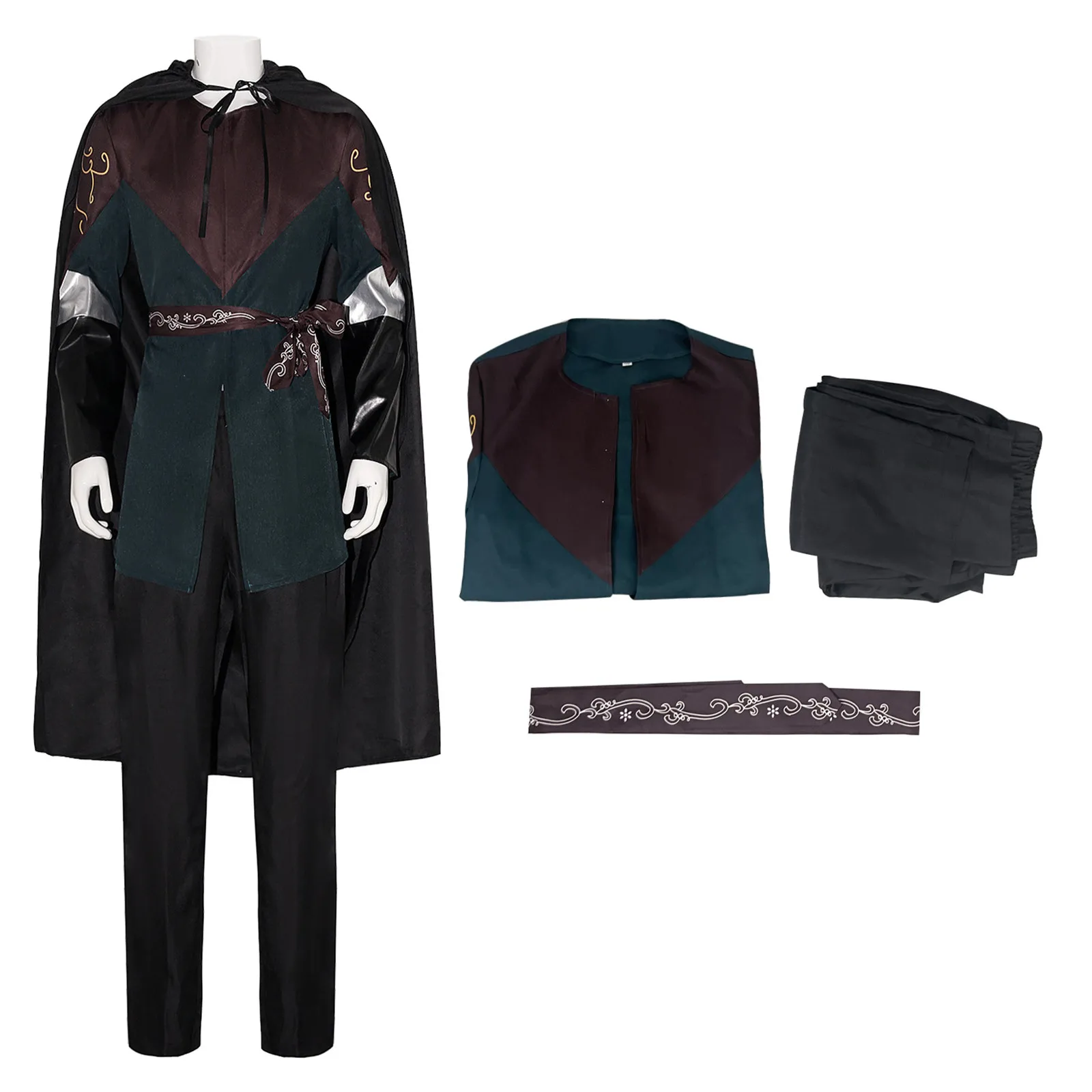 

Thranduil Cosplay Costume Green Shirt Pant Coat with Belt Full Set For Halloween Party