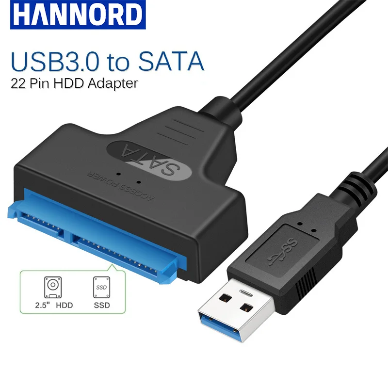 Hannord USB 3.0 SATA Cable Adapter High Speed 6Gbps 22 Pin 2.5 Inch External SSD Hdd Hard Disk Free Drive USB Sata Cable