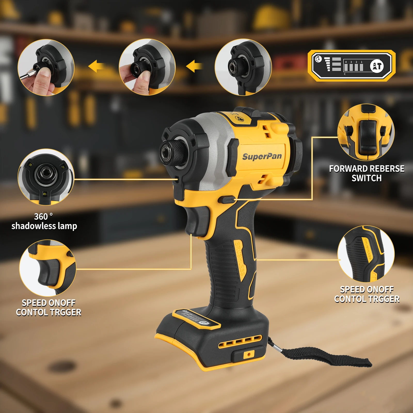 

20V Brushless Impact Driver, 205Nm Torque, 3250RPM, Perfect for Home Improvement & DIY Projects, Bare Tool,For Dewalt