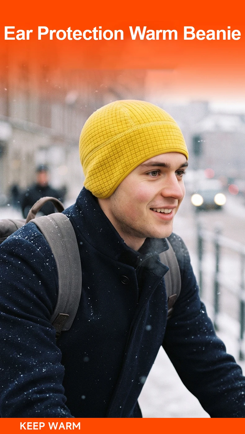 Fahrrad-Ohrenklappenmütze, Outdoor-Unisex-Mütze aus Gitterfleece, Thermomütze, Herbst-Winter, dehnbar, Ski-Helm-Innenfutter, winddichte Mütze – Detail 1