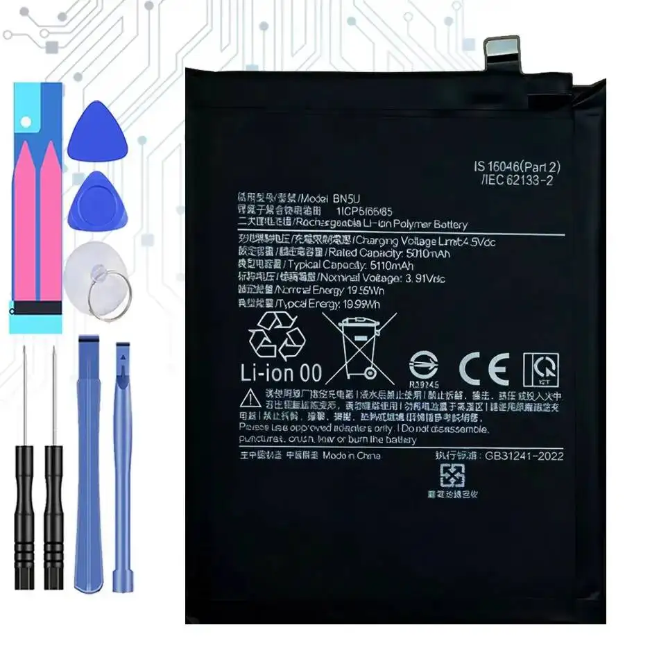 

For Xiaomi Redmi Note 14 5G Poco M7 Pro 5110Mah Reliable Power BN5U Mobile Phone Battery