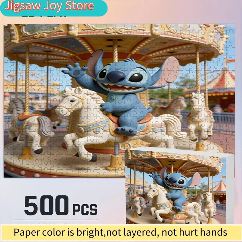 Dekoracja domu z motywem Disneya, Stitcha i Myszki Miki |   Puzzle 2D, idealne do łamania głowy dla dorosłych, wieczorów gier rodzinnych, C