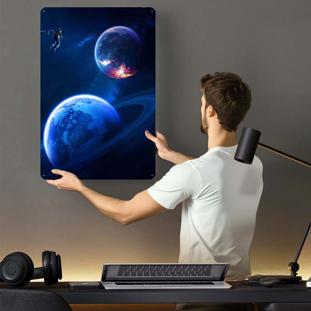 Visiting Distant Planets Tinplate Signs Space Poster Home Decorations Metal Sign Plaque for Wall Art Decoration Bathroom Decor