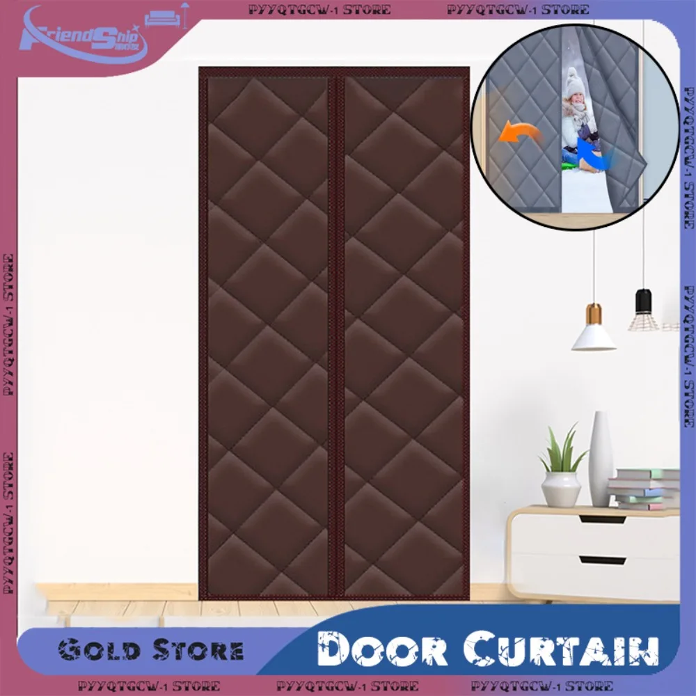 Insulation Door Curtain Long Magnetic Stripe Thickened Winter Warm Cotton Thermal Insulation Partition Curtain Home Supplies