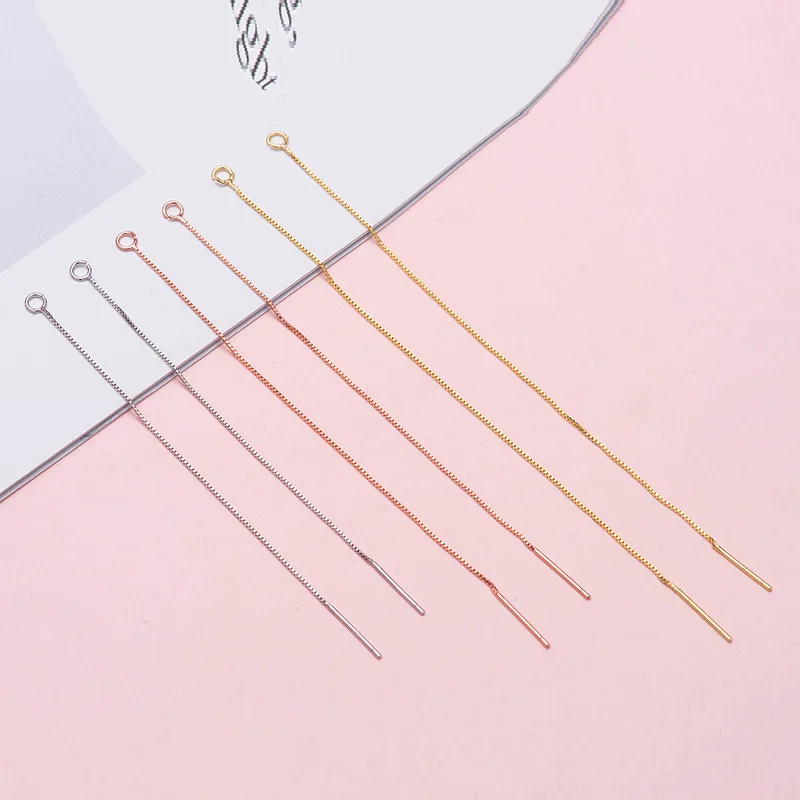 S925 trembler accessories plated platinum DIY box ear wire men and women lengthened version of gold-plated ear wire