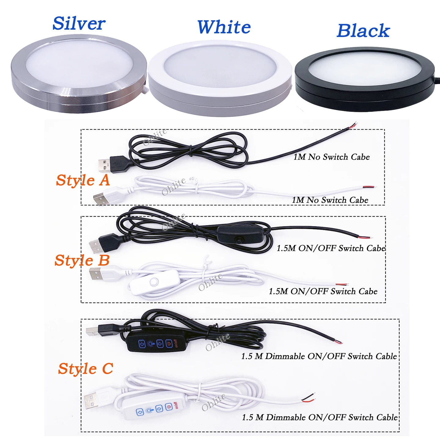 LED USB 5V Under-Cabinet Light Model Cabinet Display Case Shelf Counter Lighting Caravan Camper Spot Lamp Interior Lights 3W
