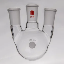 SYNTHWARE Small angle three necked ball bottle, 50mL 100mL 250mL, Heavy wall, High strength, Borosilicate glass flask, F44