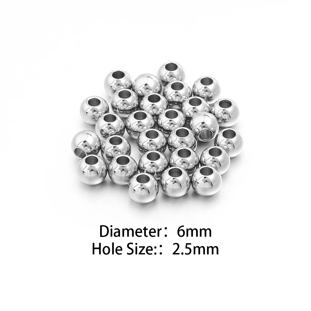 10-100 Stück hochwertige Edelstahlperlen für die Schmuckherstellung, lose Abstandshalter-Rundperlen, DIY-Armband, Halskette, Großhandel, 2-10 mm – Detail 16