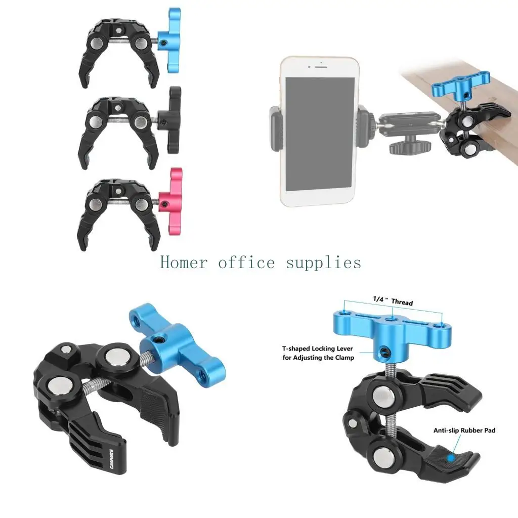 K43B Flexible 360 Degree Rotation Strong Clamp Stand Holder For DSLR Camera With Nonslip Rubber Texture