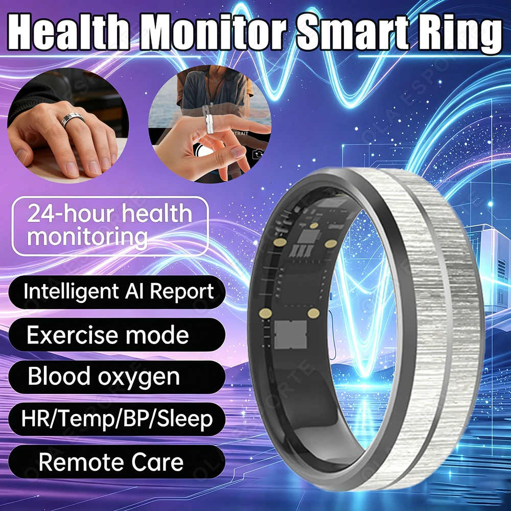 Fashion Smart Ring Men Women, Heart Rate and Blood Oxygen Monitor Smartr IP68 & 5ATM Waterproof, Multi-sport Mode Rings Man R12