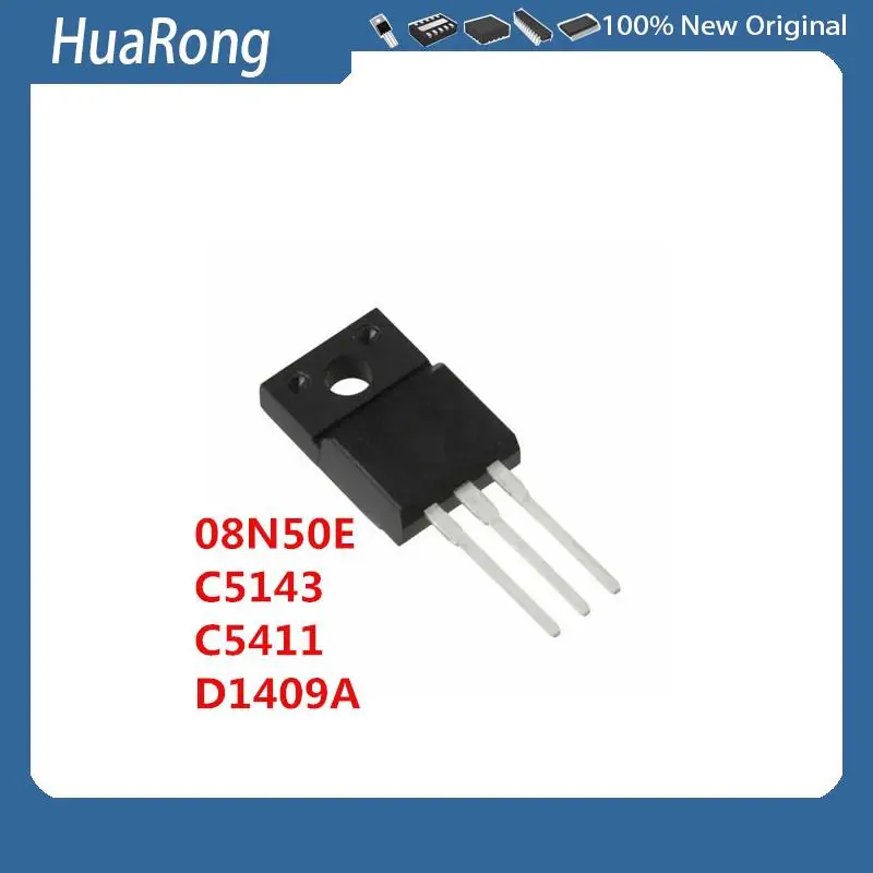 10PCS/LOT  08N50E FMV08N50E  7.5A 500V  C5143 2SC5143      C5411 2SC5411  D1409A 2SD1409A   TO-220F