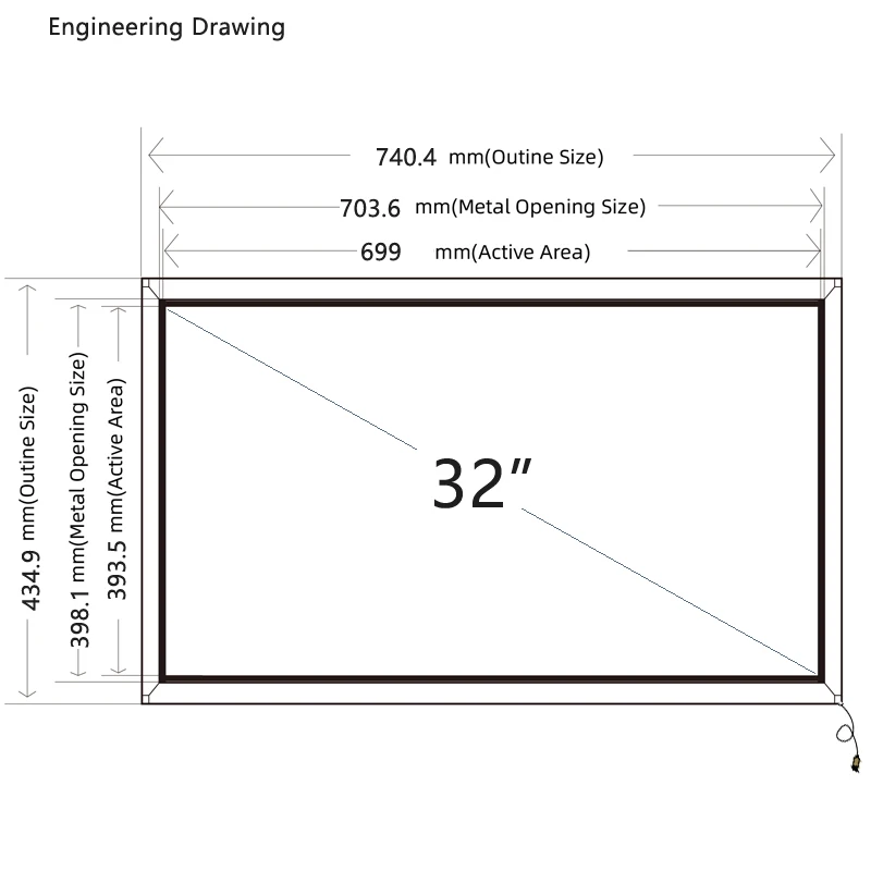 32 Inch Multi-Touch 20 Points IR Touch Frame, IR Touch Panel, Infrared Touch Screen Overlay without Glass