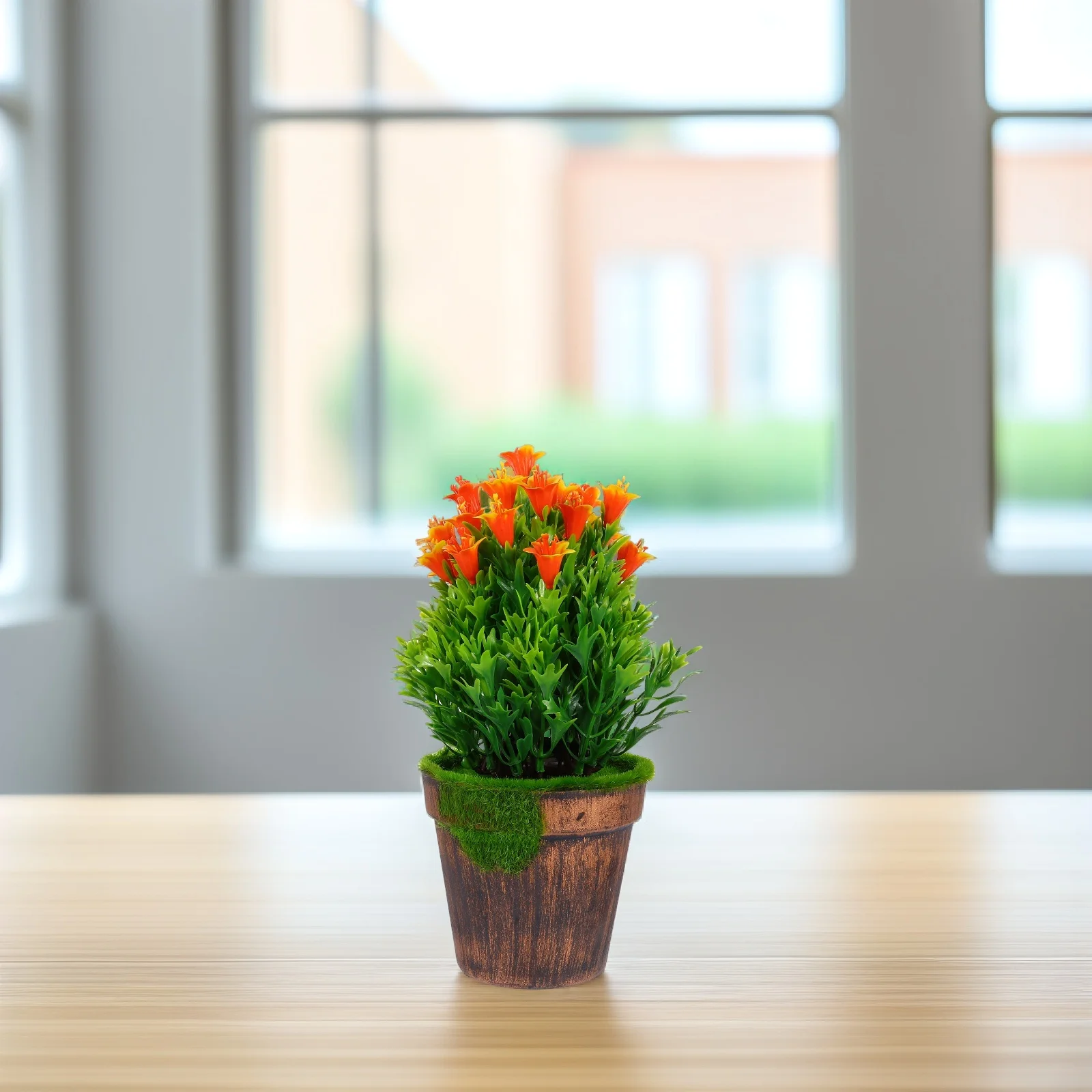 

Rustic Artificial Plant Pot VintageDecor Home Office Indoor Plastic Realistic Leaves Life Like No Watering Required Fake