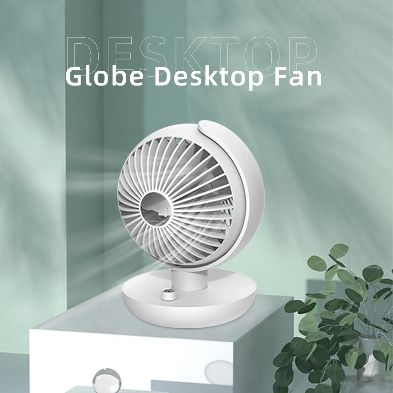 360° Rotating Office Desktop Fan Mute Globe Circulating Air Fan Rechargeable Multifunction Portable
