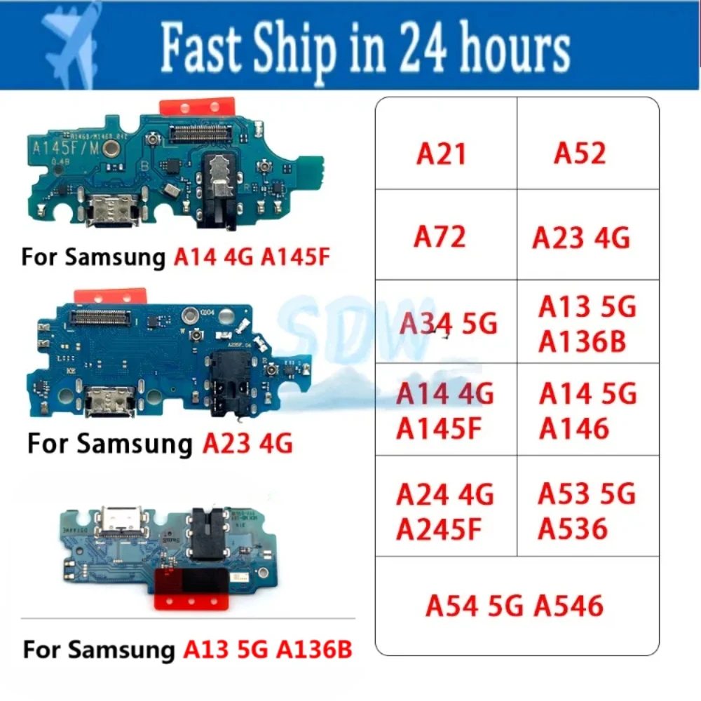 USB Charging port board Flex Cable For Samsung A54 A53 A72 A52 A24 A34 A23 A21 A13 A14 4G 5G A136B A145F A245F A146P A536 A546B