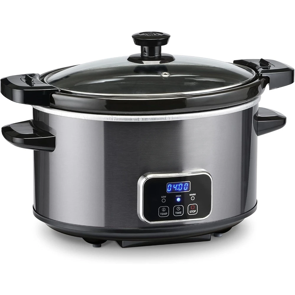 

4-Quart Digital Slow Cooker with Locking Lid,160 W/120v Automatic Keep Warm, Slow Cooker