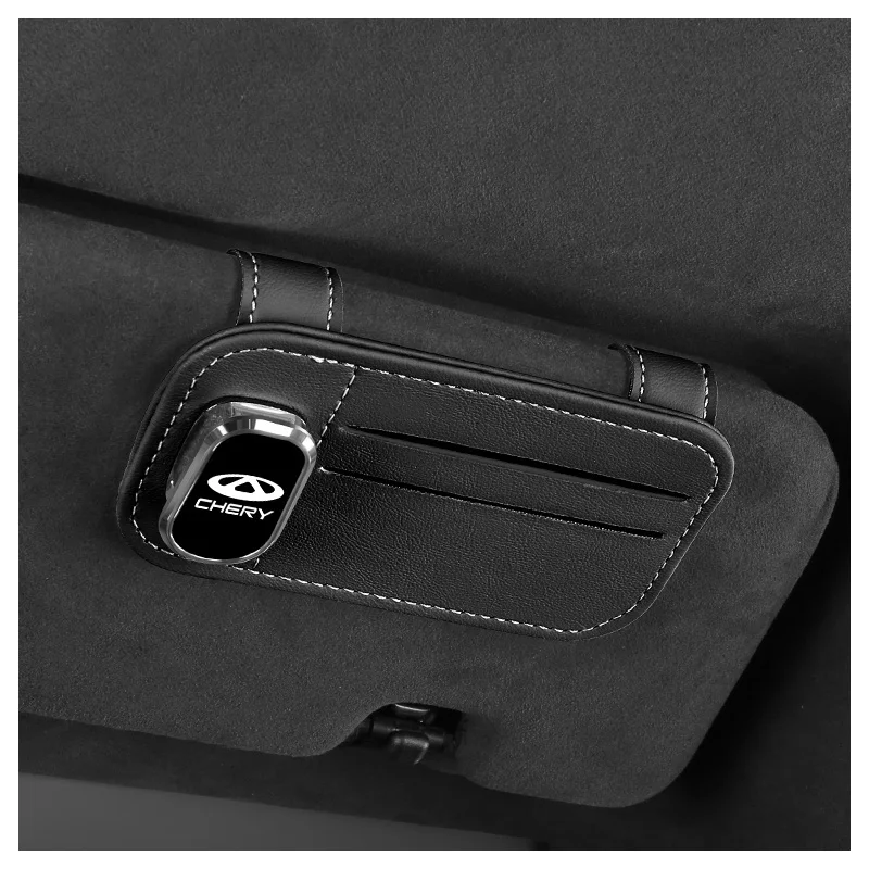 

For Chery Tiggo 2 3 4 7 8 Pro QQ Iq Fulwin Arrizo Car Logo Glasses Case Auto Sun Visor Glasses Holder Clip Car Card Ticket Clip