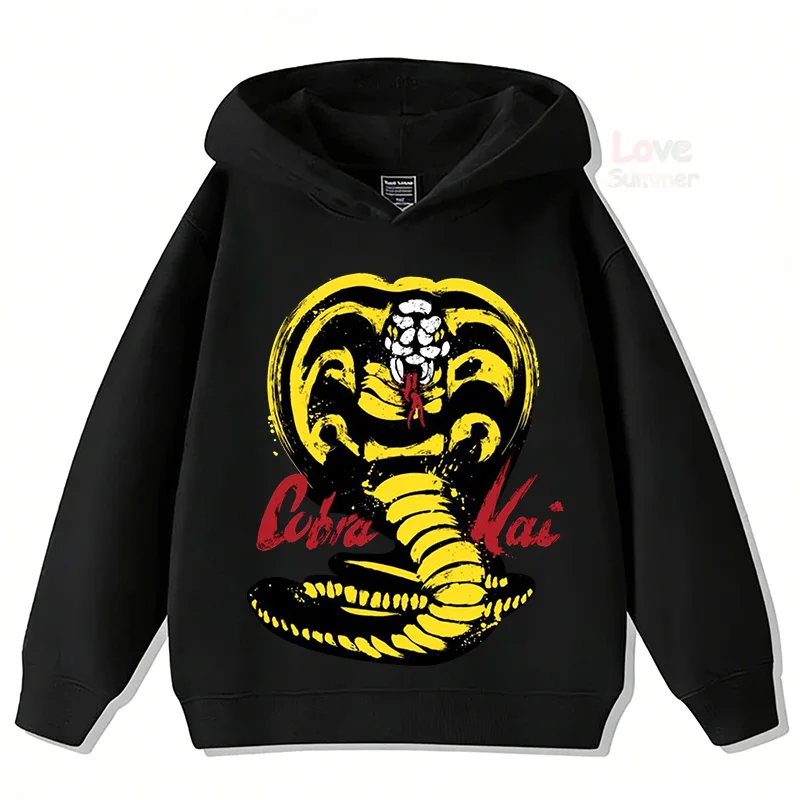 Herbst Cobra Kai Lustige Kinder-Hoodies, Kinder-Sweatshirt, Streetwear für Jungen und Mädchen, Grafik, lässiger Sport-Pullover – Detail 2